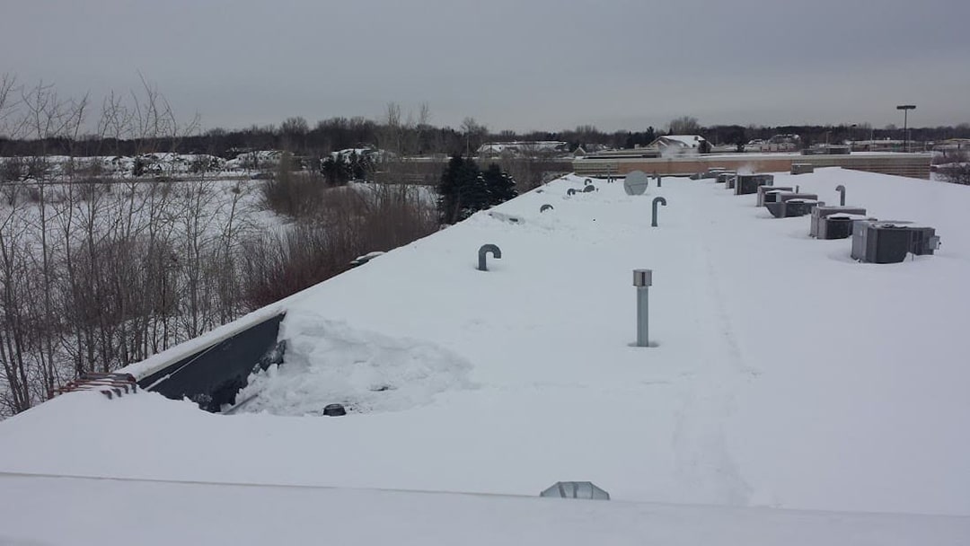 Snow load on commercial roof