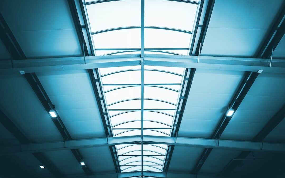 Commercial Warehouse Roof with Glassy Skylight.